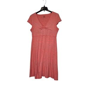 Toad&Co Eco Dress Womens L Coral‎ Tencel Organic Cotton Casual Travel Gorpcore